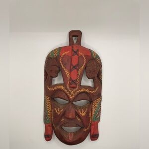 Vintage Wooden Hand Carved African Art Tribal Mask Decor
